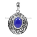 Designer Blue Onyx Gemstone 925 Sterling Silver Pendant